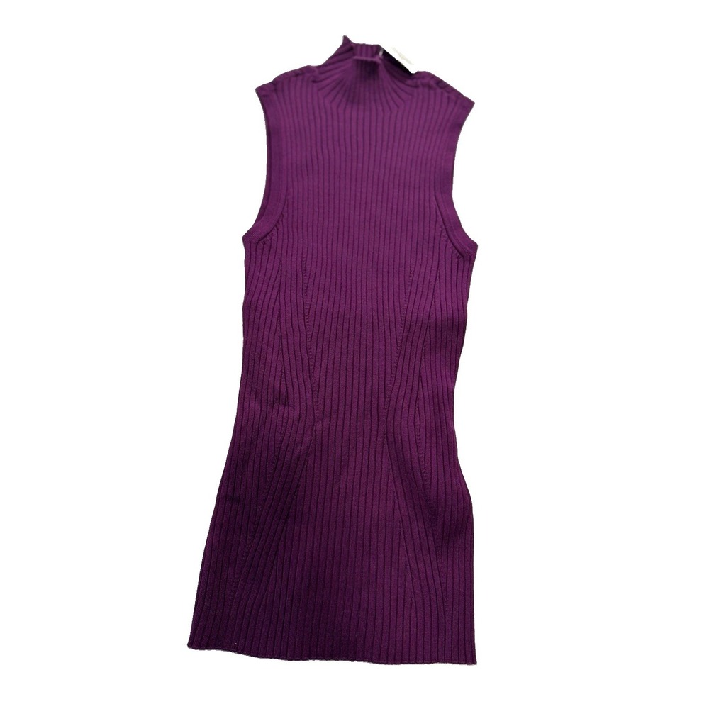 Madewell Women's Purple Solid Ribbed Knit Mock Neck Sleeveless Tank XXS